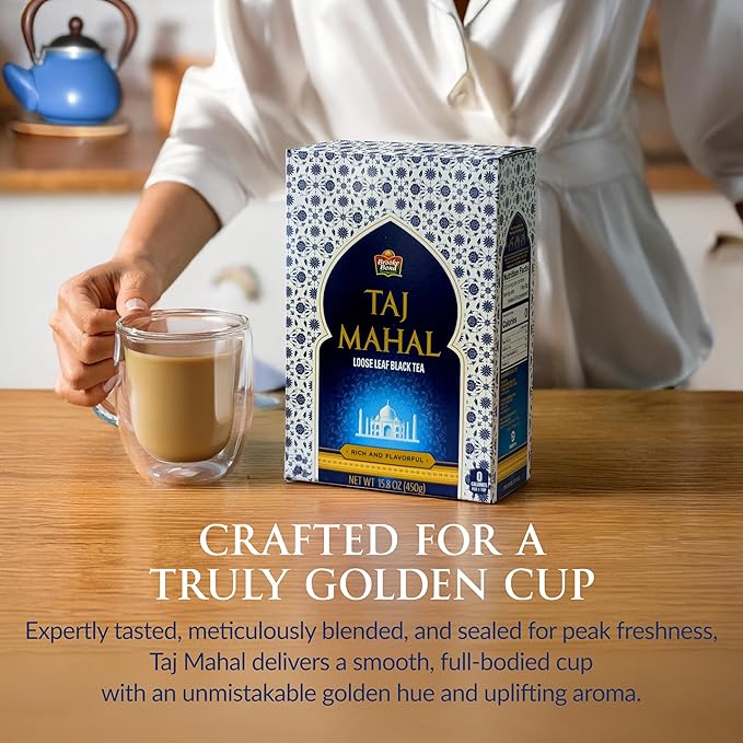 Taj Mahal Tea | Brooke Bond | Loose Black Tea | Premium Quality | Black Tea Blend | Compatible for Traditional Chai | Authentic Indian Chai | Rich & Flavourful | 450 Grams (Pack of 1)