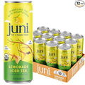 Juni Sparkling Adaptogen Drink with Ashwagandha, Lion’s Mane & Reishi Mushrooms, Green Tea for Focus, Zero Sugar, 10 Calories, Organic Non Alcoholic Drinks - Lemonade Iced Tea 12 pack