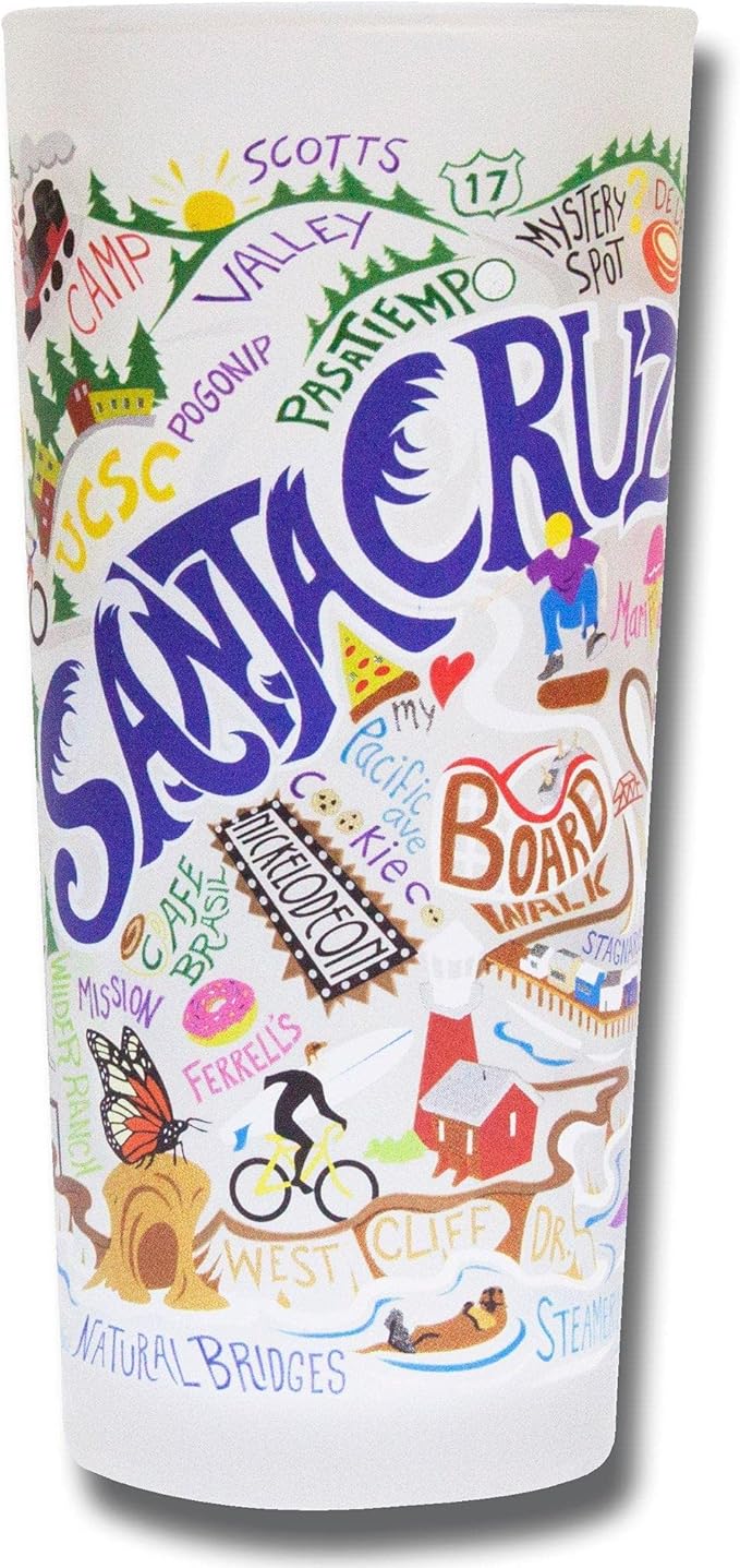 Catstudio Drinking Glass, Santa Cruz Frosted Glass Cup for Kitchen, Drinking Glasses, 15oz Dishwasher Safe Tumbler, Wedding Gifts