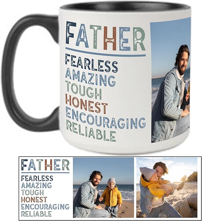 Custom Photo Ceramic Coffee Mug, Jumbo Sized-20oz, Glossy or Matte Finish (Dad)