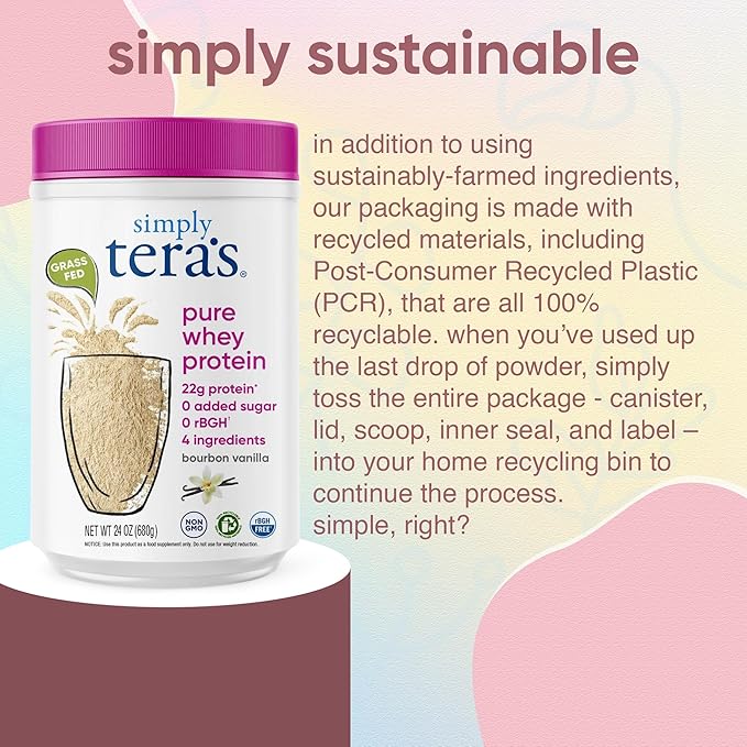 tera's: Simply Pure/rBGH-Free Whey Protein, Bourbon Vanilla, 24 oz