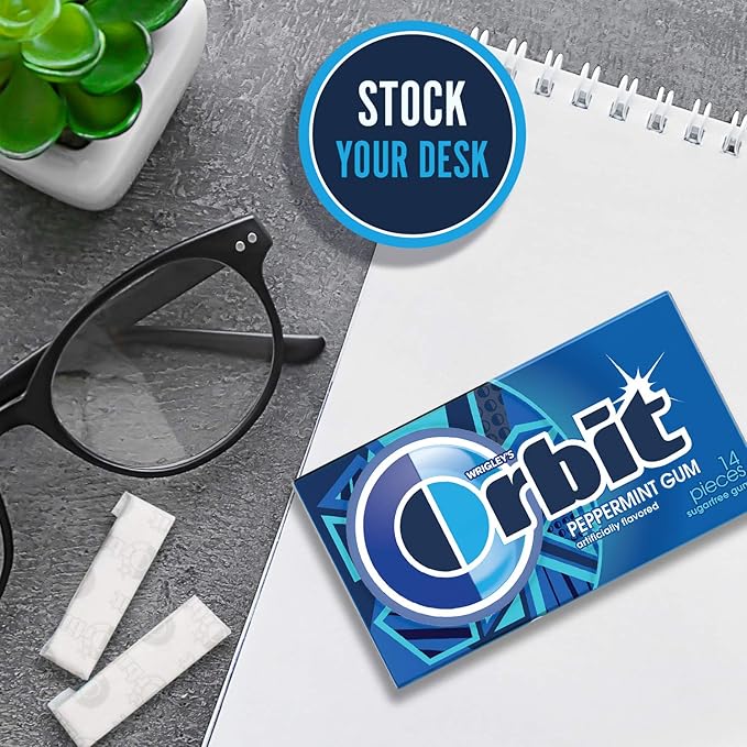 ORBIT Peppermint Sugar Free Gum Individually Wrapped, Bulk Packs of Gum, 12 Packs of 14-Pieces (168 Total Pieces)
