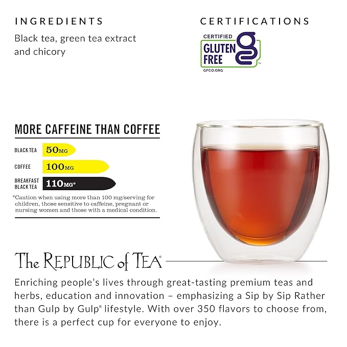 The Republic of Tea — HiCAF Breakfast Black Tea, 50 Tea Bags, High in Caffeine