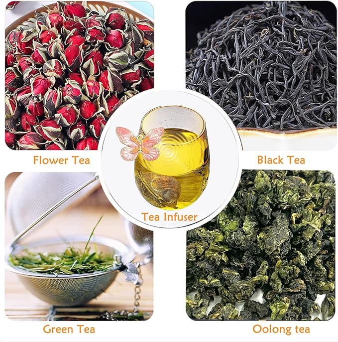 3 Pcs Tea Infusers for Loose Tea Leaf Steeper Tea Balls for Loose Tea Diffusers for Loose Tea Stainless Steel Tea Infuser Loose Leaf Tea Steeper with Metal Pendant (Butterfly 1)