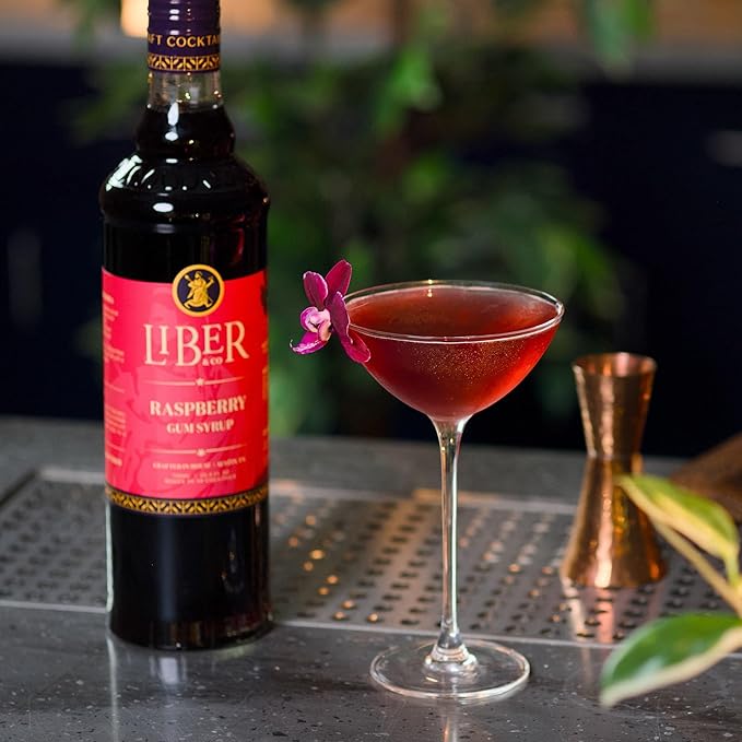 Liber & Co. Raspberry Syrup for Drinks - Cocktails, Coffee, & Soda Flavoring - Makes 50 Drinks - Real Raspberry Simple Syrup - Liber & Co. (25.4 oz)
