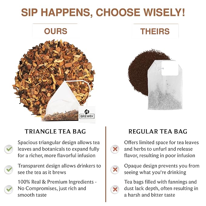 BREWIX, Campfire Cinnamon Black Tea (30 Pyramid Tea Bags) | Black Tea with Orange & Cinnamon | Sweet and Spicy Tea | Energy Tea