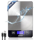 Atogou Food Scale, 33lb Rechargeable Kitchen Scale with Full-View Backlit LCD Display, Waterproof Stainless Steel Surface, Type-C Charging, Grams and Ounces for Baking, Cooking, Food Black