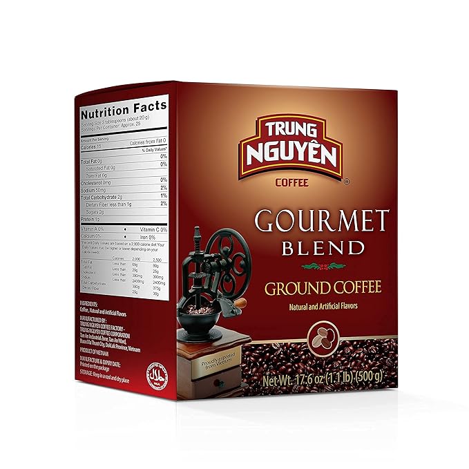 TRUNG NGUYEN LEGEND GOURMET BLEND Premium Roasted Ground Coffee - Chocolate and Fruity Flavor by Robusta & Arabica Coffee Beans Blend - French Roast with Low Acidity (500g/Box)