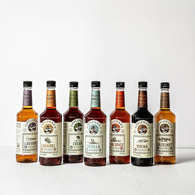 Tippleman's Hazelnut Coffee Syrup - Rich Flavor for Hot or Iced Drinks, Latte, Tea, Espresso, Cappuccino, Cocktails, & Baking - 25.4 Fl Oz