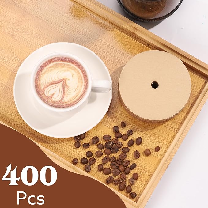400 Count Percolator Coffee Filters, 3.75in Natural Unbleached Percolator Filters Disposable Disc Coffee Filters for Coffee Shops, Camping, Home, Office