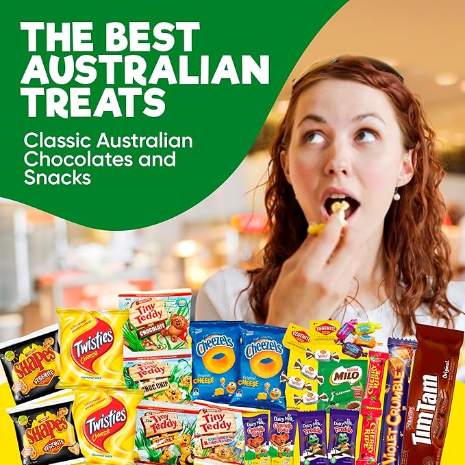 Australian Snack Gift Box Mega 29 Pack, Best Aussie Candy and Food Products, Authentic Taste of Australia, Large Snack Box - Australian Expats