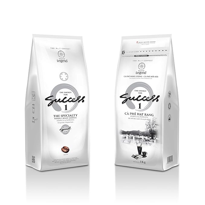 TRUNG NGUYEN LEGEND Coffee Bean Legend Success 1, 35.27 Oz Bag, Dark Roast, Original Taste, Robusta & Arabica Vietnamese Energy Coffee Beans - Specialized for Ice Coffee