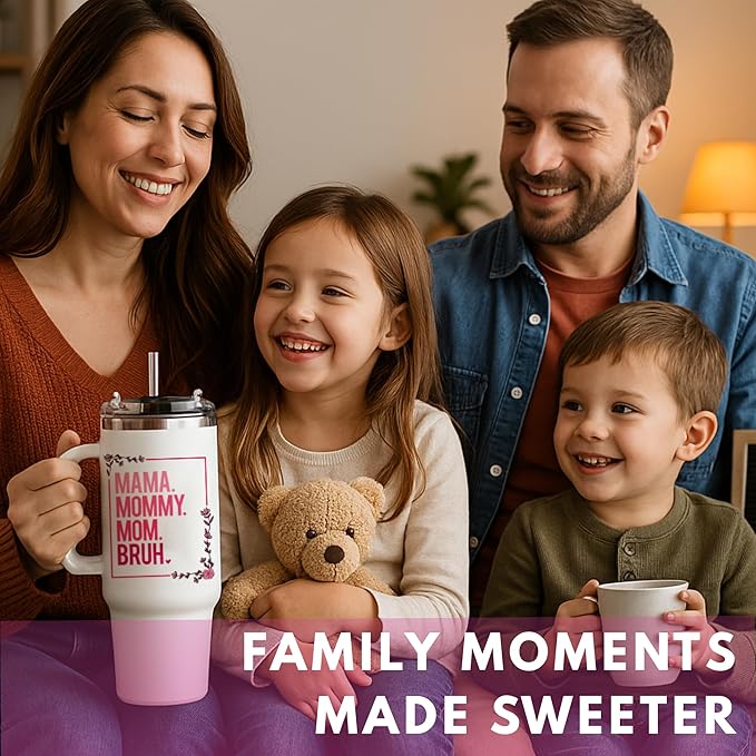 Christmas Gifts for Mom, Mama Mommy Mom Bruh Tumbler With Handle 40Oz, Mama Tumbler, Momma Coffee Mug, Mommy Cup, Birthday Present for Mother, Momma Gifts Ideas from Daughters, Sons, Kids