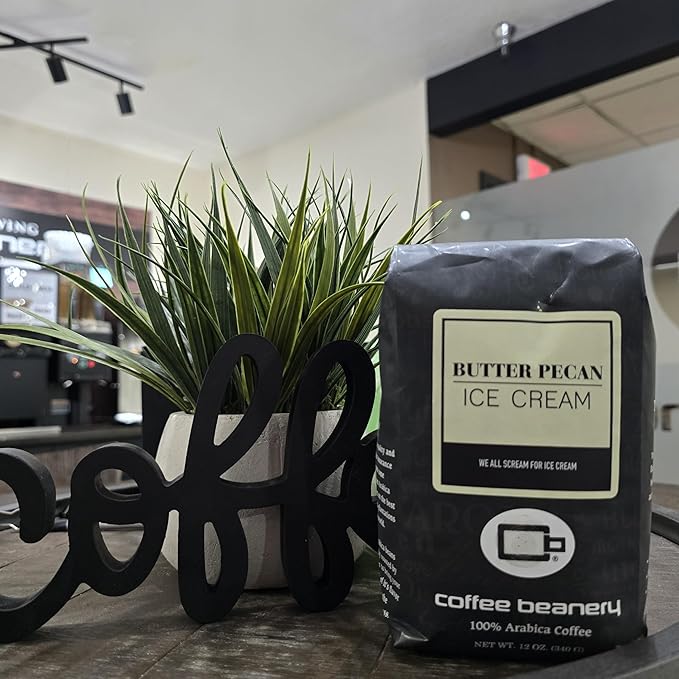 Butter Pecan Ice Cream Flavored Coffee, Specialty Arabica Coffee, Medium Roast, 12 ounce, Very Fine