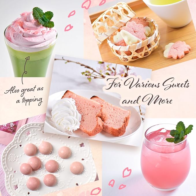 YAMASAN KYOTO UJI Sakura Cherry Blossom Powder, For Baking and Cooking, Easily Add a Cute Pink Color and Flavor, Allergen-Free, Non-GMO, Japanese Drinks, Spring Mix, Japanese Food, 1.4oz (40g)