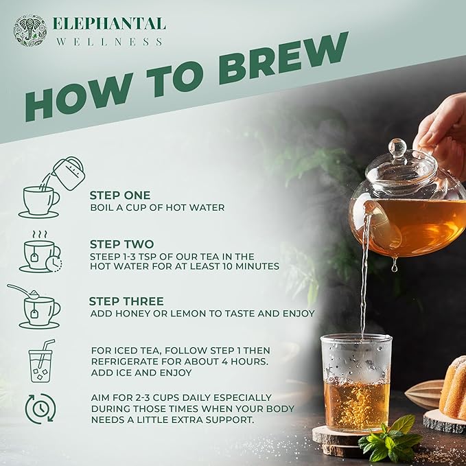 Elephantal Wellness Premium Respiratory Herbal Tea | Lung Detox, Mucus Cleanse & Breathing Support with Mullein, Eucalyptus, Thyme & Lungwort | Handmade, Caffeine-Free, Non-GMO Loose Leaf Blend, 2oz, 20 Servings