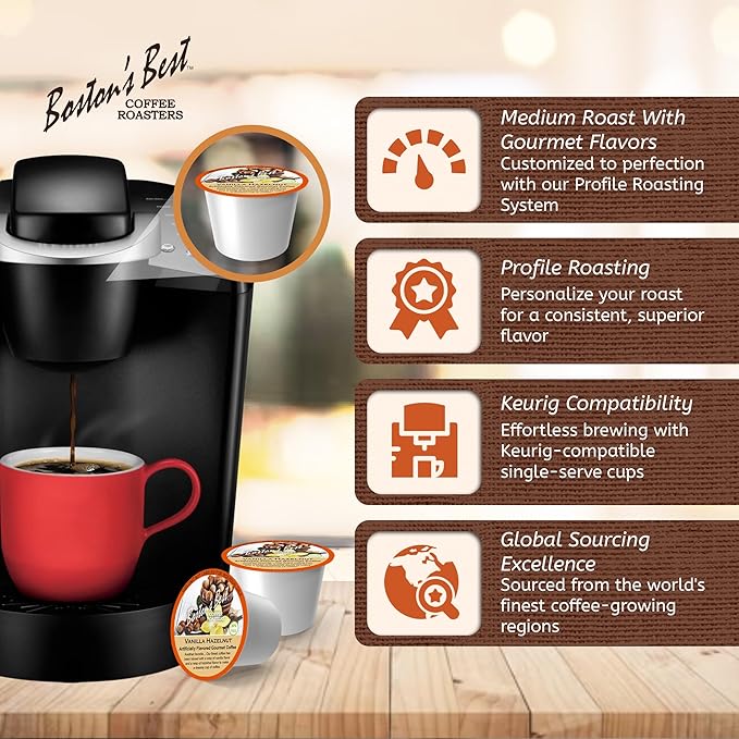 Boston’s Best - Vanilla Hazelnut Delicious Medium Roast Flavored Gourmet Coffee Compatible with Keurig Coffee Maker, 24 Count (Pack of 4)