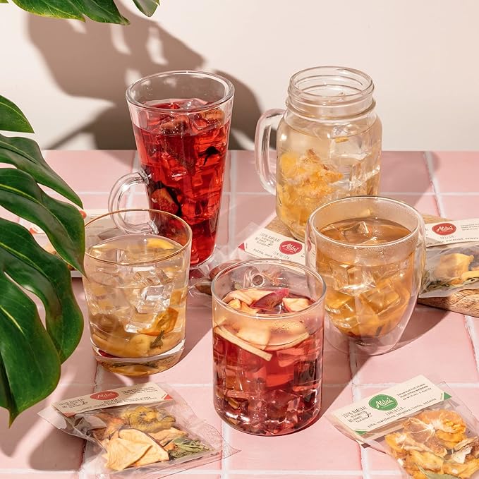 Alibú Dried Fruit Tea Infusions - Variety Pack - Certified Vegan, 100% Natural, Hot or Iced, Caffeine Free, Eat and Drink - Box of 2.12 oz