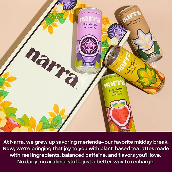 Narra, Oat Milk Tea Latte - Ube Vanilla, Caffeine Free, Organic Oat Milk, MCT Oil, Dairy Free, Non-GMO