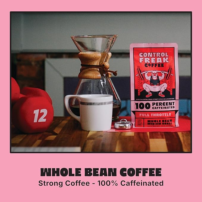 Control Freak Coffee Full Throttle - 100% Caffeine Whole Bean Coffee (32 Oz) | High Caffeine Strong Blend | Freshly Roasted Specialty Coffee Beans | Bold Flavor, Smooth Roast Balanced Espresso