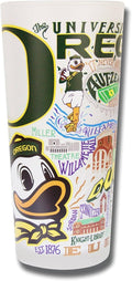 Catstudio Drinking Glass, University of Oregon Glass Cup for Kitchen, 15oz Dishwasher Safe Tumbler for UO Alumni