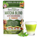 ReviTEAlize Matcha Mushroom Powder Latte Blend - Organic Japanese Ceremonial Grade Matcha Powder - Healthy Coffee Alternative - (30 Servings)