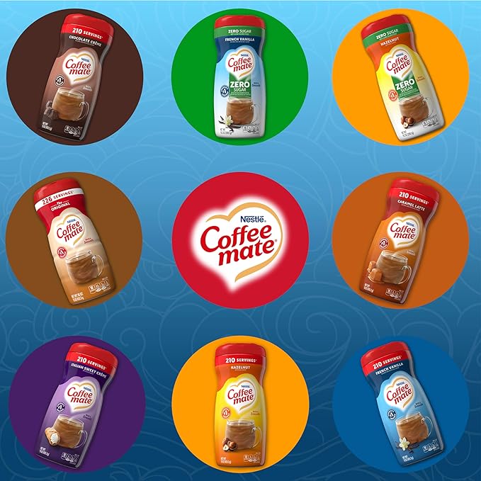 Coffee mate Flavored Creamer 4 Pack Variety Pack (15 oz bottles) - Chocolate Crème, French Vanilla, Hazelnut, Caramel Latte