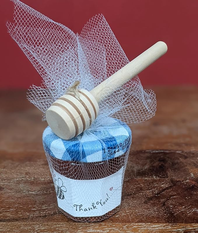 20pcs 3 inch Wooden Honey Mixing Stirrer Dipper Stick Collecting Dispensing Drizzling Honey Spoon Dipper Jam Portable Wedding Party Gift (20, 3Inch)