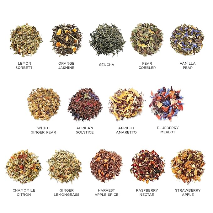 Tea Forte Classic Assortment Single Steeps Loose Leaf Premium Tea Gift Set Sampler, 28 Count Assorted Blends Pre-Portioned Single Serve Pouches, Steeps 12 oz