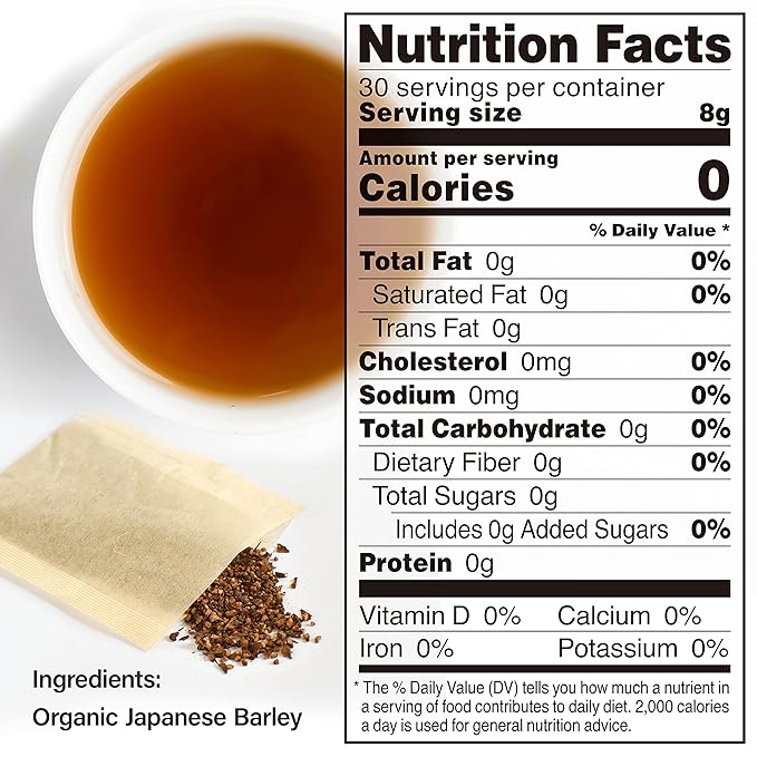 Organic Barley Tea Bags -Caffeine Free & Vegan, 100% Natural Japanese Tea, Sugar Free Mugicha 30 LARGE TEA BAGS【YAMASAN】