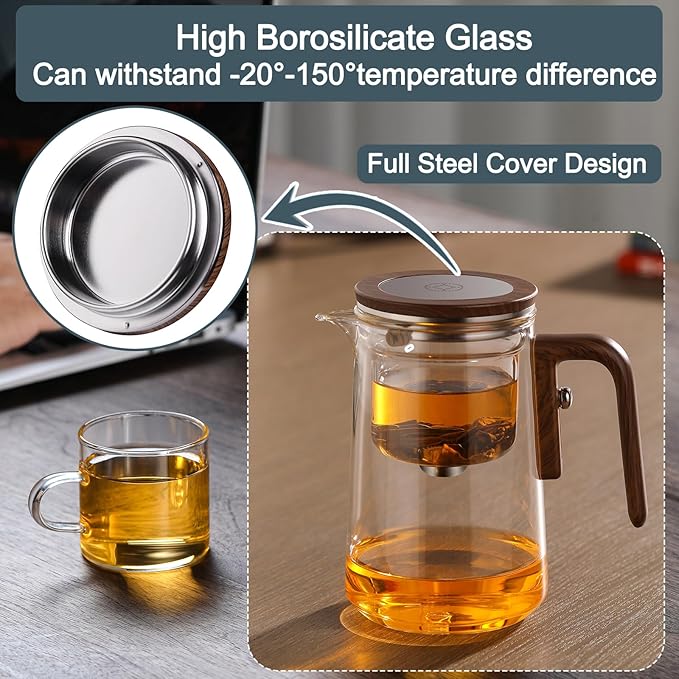 Enchanti Tea Pot, Witchcraft Magical Enchanted Glass Teapot with Strainer, 800ml Magnetic Filtration Pot with Handle, for Home, Gifting, Outdoor and Office