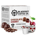 Blackout Coffee Chocolate Cherry Flavored Coffee Pods – Premium Roasted, Smooth Taste, Guilt-Free Indulgence – 18 Count Single-Serve Coffee Pods.