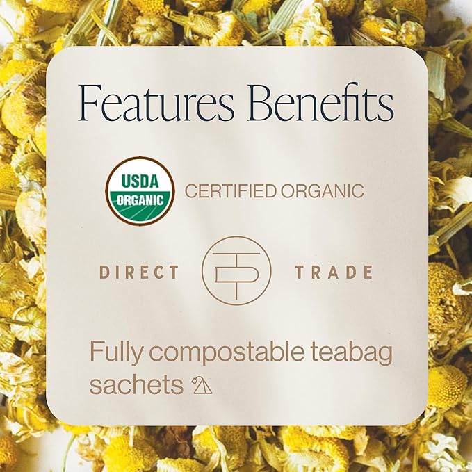 Rishi Tea Chamomile Medley Herbal Tea - Organic, Caffeine Free Sachet Bags, Calming Chamomile Flowers with Lemon Verbena & Mint - 15 Count (Pack of 1)