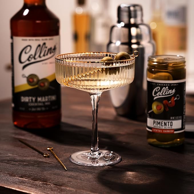 Collins Dirty Martini Mix, Made With Real Olive Brine for the Bold Flavor You Need, Classic Cocktail Recipe Ingredient, Bartender Mixer, Drinking Gifts, Home Cocktail bar, 32 fl oz