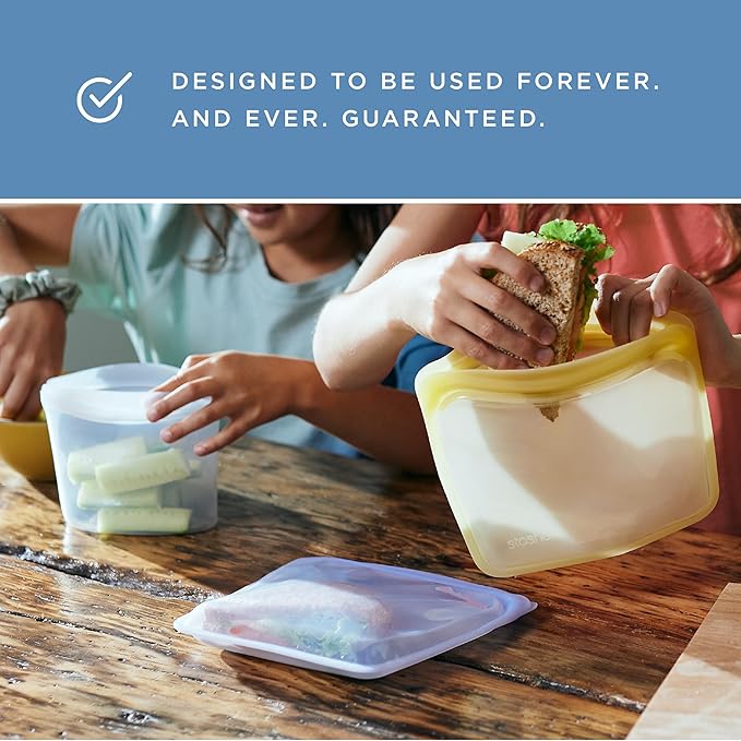 Stasher Premium Silicone Reusable Food Storage Half Gallon Bag, Green, Microwave, Sous Vide, Dishwasher, Oven and Freezer Safe, BPA Free, Leak-free, Eco-friendly, 64 Oz