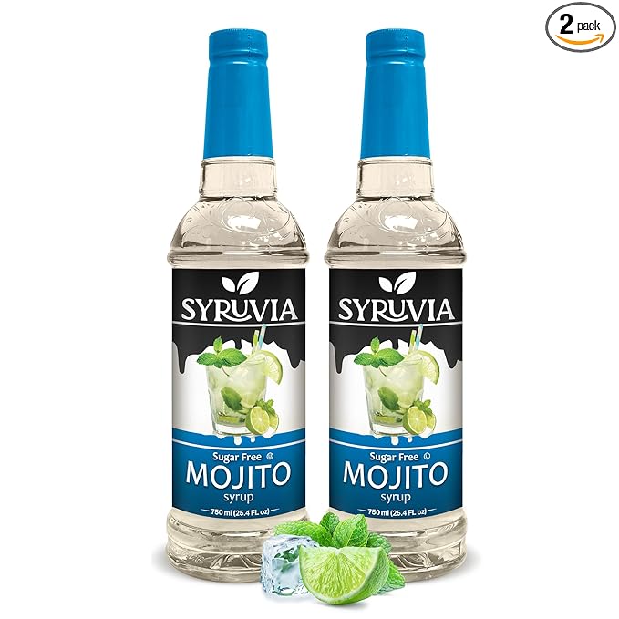 Syruvia Sugar Free Mojito Syrup, Flavored Syrup for Cocktails, Drinks, Lemonades, Iced Teas, and Desserts – 25.4 fl oz (Pack of 2)