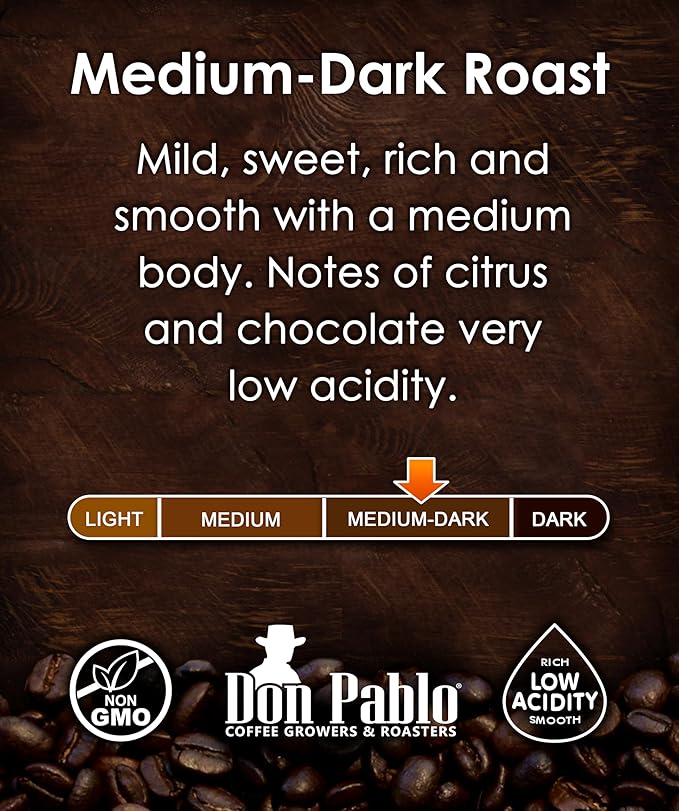 Don Pablo Colombian Supremo - Medium-Dark Roast - Whole Bean Coffee - Low Acidity