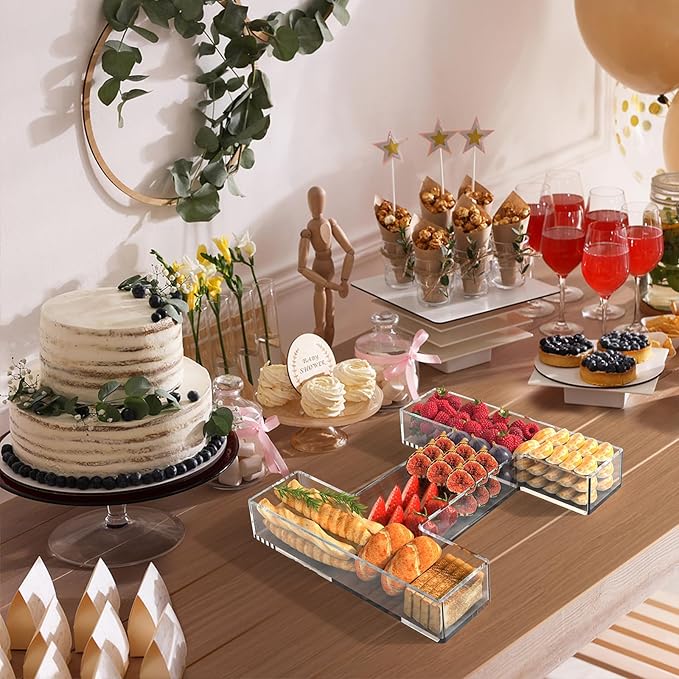 11" Acrylic Letter Charcuterie Tray, Charcuterie Letters Fillable Box for Food, Reusable Serving Cake Candy Dish Display Tray for Birthday Anniversary Party Decoration (Letter I)