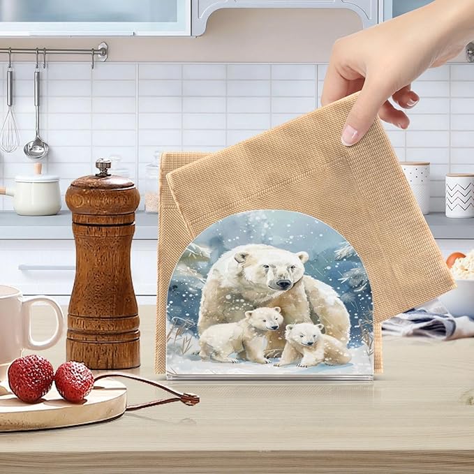 Polar Bear Napkin Holder for Table Paper Cocktail Napkin Holders for Kitchen Dinning Acrylic Dinner Napkin Dispenser for Dinner Home Decor Bar 2 Pack