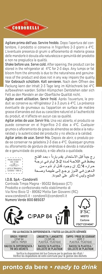 Condorelli, Almond Milk, 33.8 Fl Oz