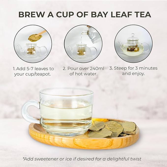 Bay Leaves Tea - 550 Dried Whole Leaves, 4.06 oz, Hojas de Laurel, 100% Natural Sun Dried, Caffeine-Free Herbal Tea, For Brewing or Cooking, Immune & Wellness Support