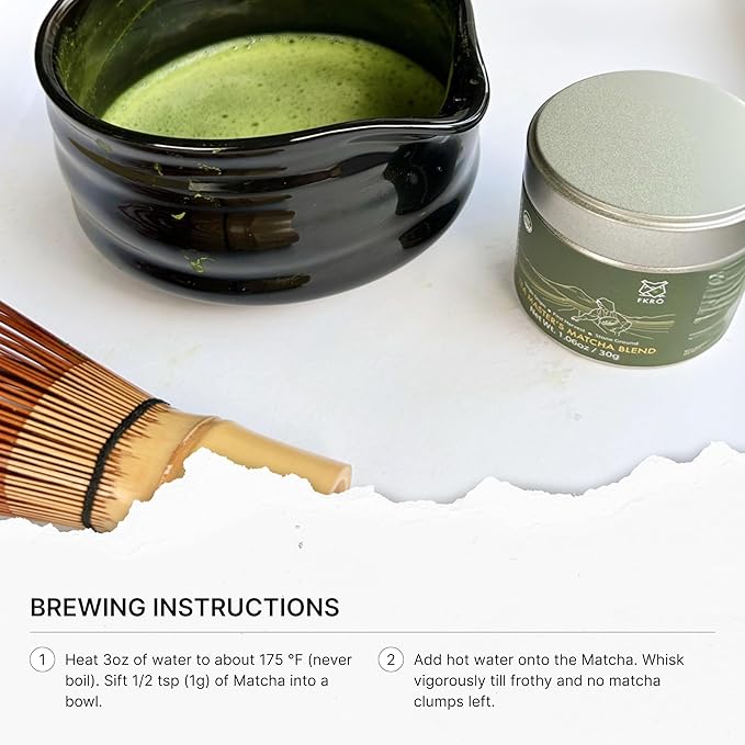 FKRO Organic Tea Master's Ceremonial Grade Japanese Matcha Green Tea Powder. 1st Harvest, Single Origin, Sugar-free. Flown in Fresh from Japan Every Month (30g/1.06oz) Tin