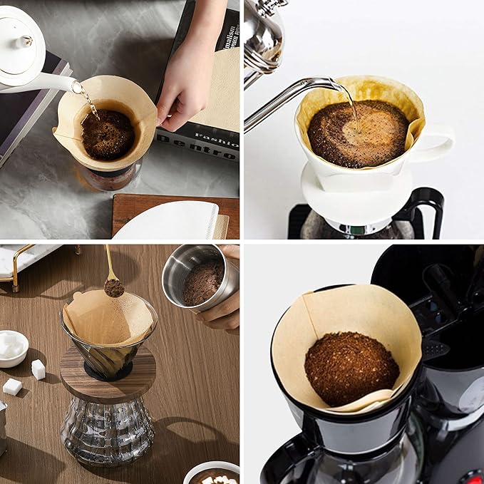 Coffee Filters 2, 100 Count Disposable #2 Cone Coffee Filter Unbleached Natural Coffee Filters 2 Cone Paper for Pour Over Coffer Makers/Coffee Dripper Cones(2-6 Cups）
