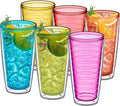Amazing Abby - Alaska - 24-Ounce Insulated Plastic Tumblers (Set of 6), Double-Wall Plastic Drinking Glasses, Mixed-Color Reusable Cups, BPA-Free, Shatter-Proof, Dishwasher-Safe