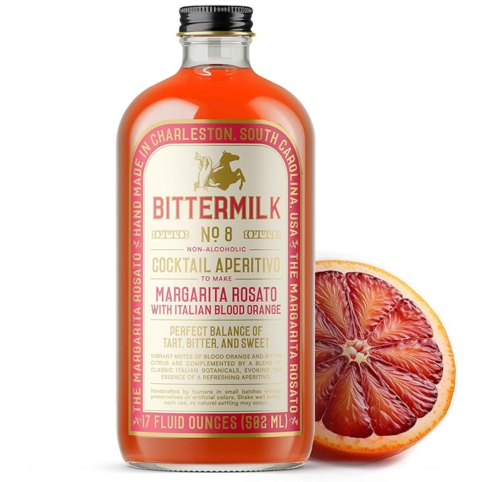 Bittermilk No.8 Italian Blood Orange Margarita Mix - Craft Cocktail Mixer – Perfect Syrup for Margaritas and Spritz, 17oz