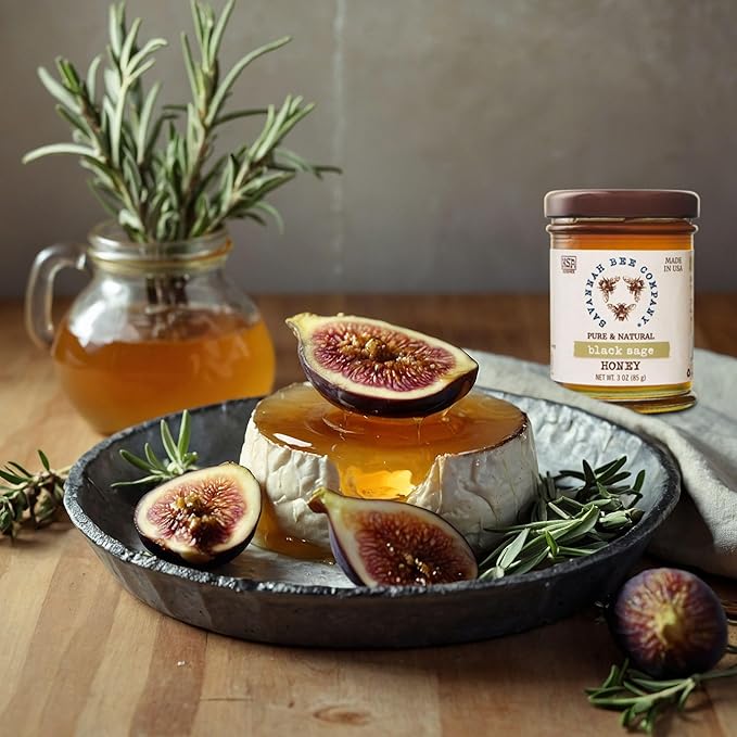 Savannah Bee Black Sage Honey - Naturally Sweet Rare and Exquisite - Perfect Addition to Cheese Boards - 3 Oz