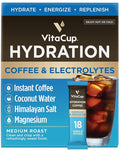 VitaCup Hydration Coffee Packets, The First Coffee That Hydrates You w/Electrolytes, Coconut Water, Pink Himalayan Salt, Magnesium, Medium Roast, Instant Coffee in Single Serve Sticks, 18 Ct