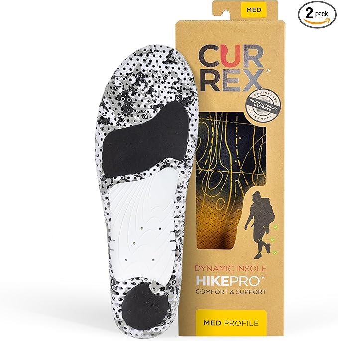 CURREX HikePro Insoles for Hiking Boots & Shoes – Shock Absorbing Inserts to Help Reduce Fatigue and Increase Performance – Anti-Slip Heel Surface for Stability – for Men & Women – High Arch, Large