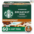 Starbucks K-Cup Coffee Pods, Medium Roast Hot or Iced Coffee, Breakfast Blend, 60 Keurig Pods