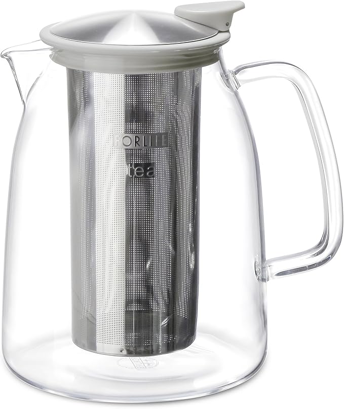 FORLIFE Mist Iced Tea Jug with Basket Infuser, 68-Ounce, White
